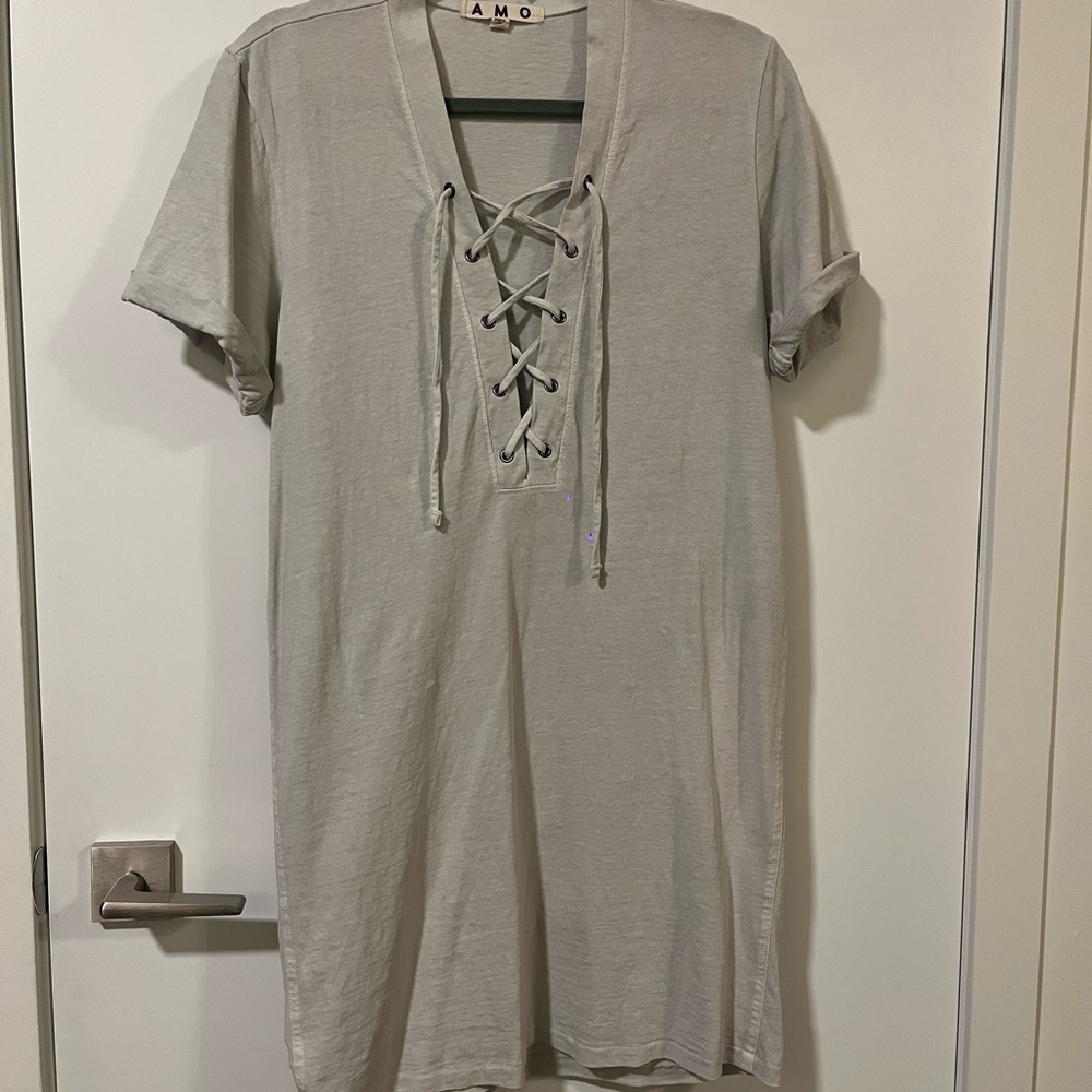 AMO Light Gray Lace-Up Dress